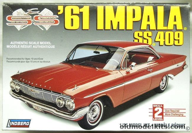 Lindberg 1/25 1961 Chevrolet Impala SS 409 - 2 Door Hardtop, 72163 plastic model kit